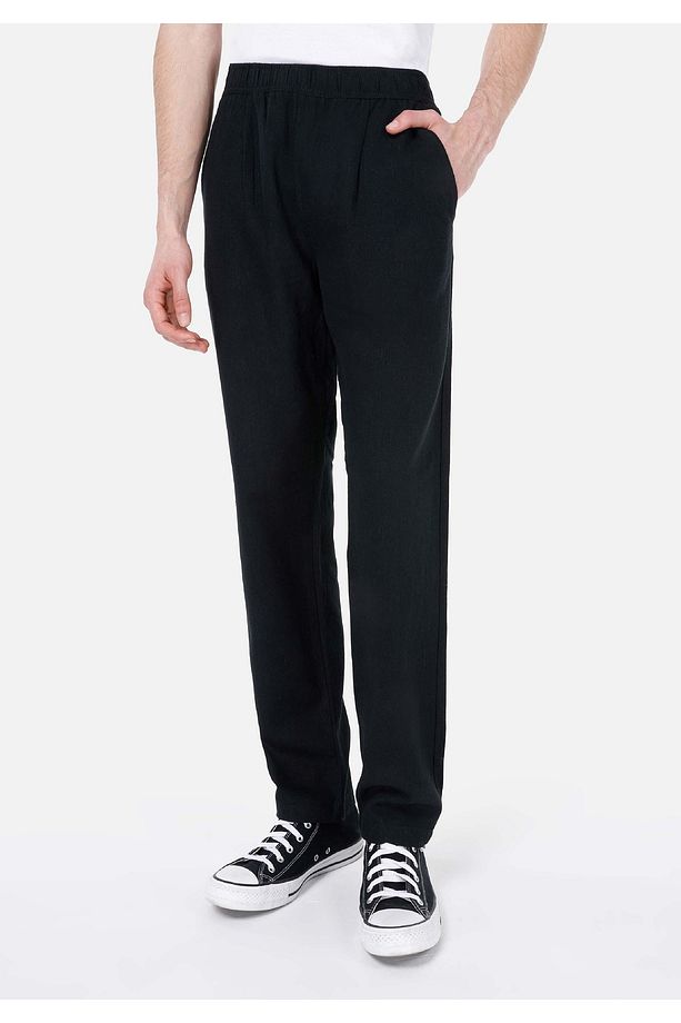 Regular Fit Orta Bel Düz Paça Erkek Siyah Pantolon - 4