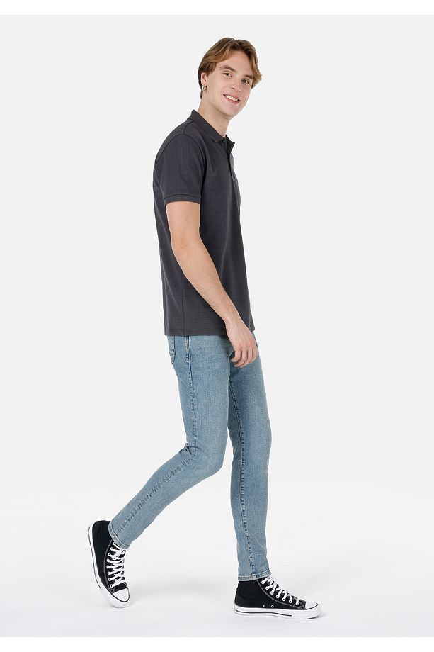 Regular Fit Polo Yaka Düz Erkek Antrasit Kısa Kol Tişört - 3