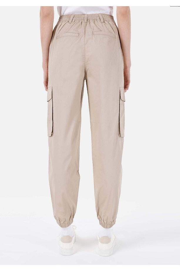 Regular Fit Yüksel Bel Dar Paça Kadın Bej Pantolon - 2