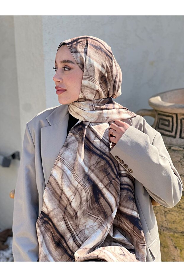 Marble Desen Twill Şal - 3