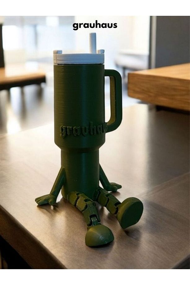 Kahve Köşesi Sevimli Biblo Seti 4 Adet Set Kahve Çekirdeği Beyaz Kahve Kupası, Moka Pot, Haki Termos - 6