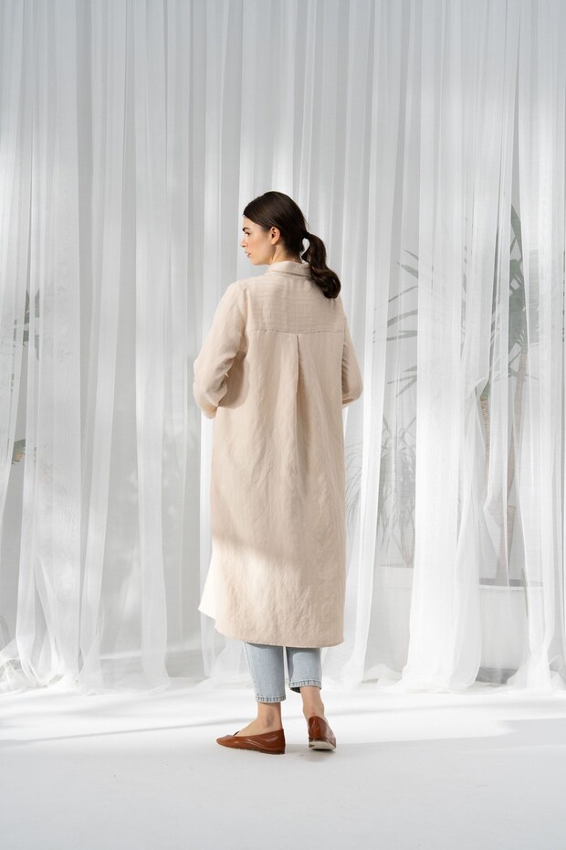 Modal Tokalı Gömlek Bej - 2