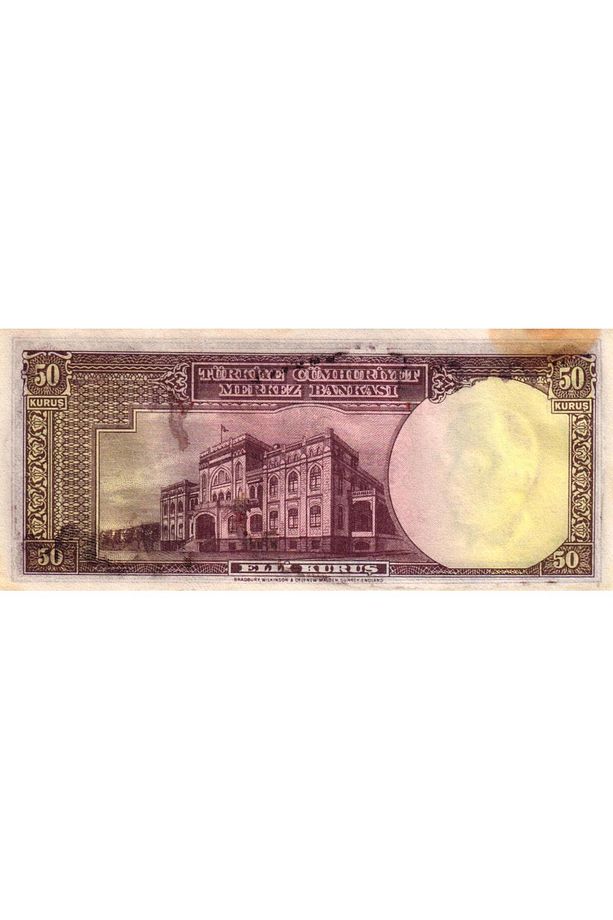2.emisyon Batan Gemi 50 Kuruş T.c. Kağıt Para Çil (UNC) Koleksiyon Para - 3