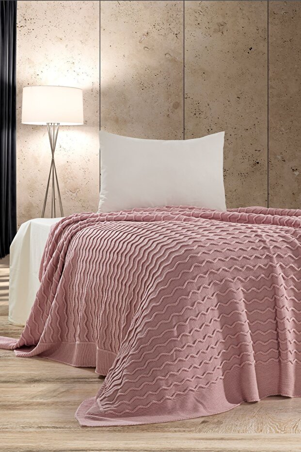 Linda Triko Yatak Örtüsü TEK KİŞİLİK 180 x 230 (PUDRA) - - 1