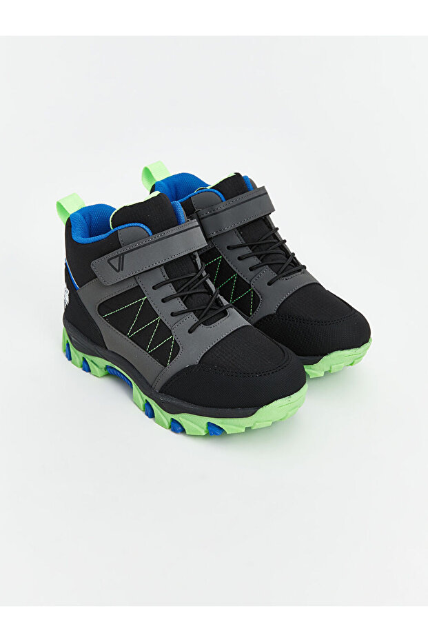 Gray Lace-Up and Velcro Boys' Trekking Boots