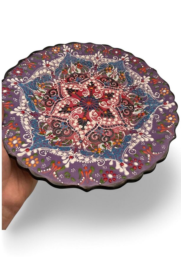 Çini Dekoratif Tabak, Duvar, Masa Süsü, Hediyelik El Yapımı (Handmade) Büyük Boy Tabak 26-27cm - 8