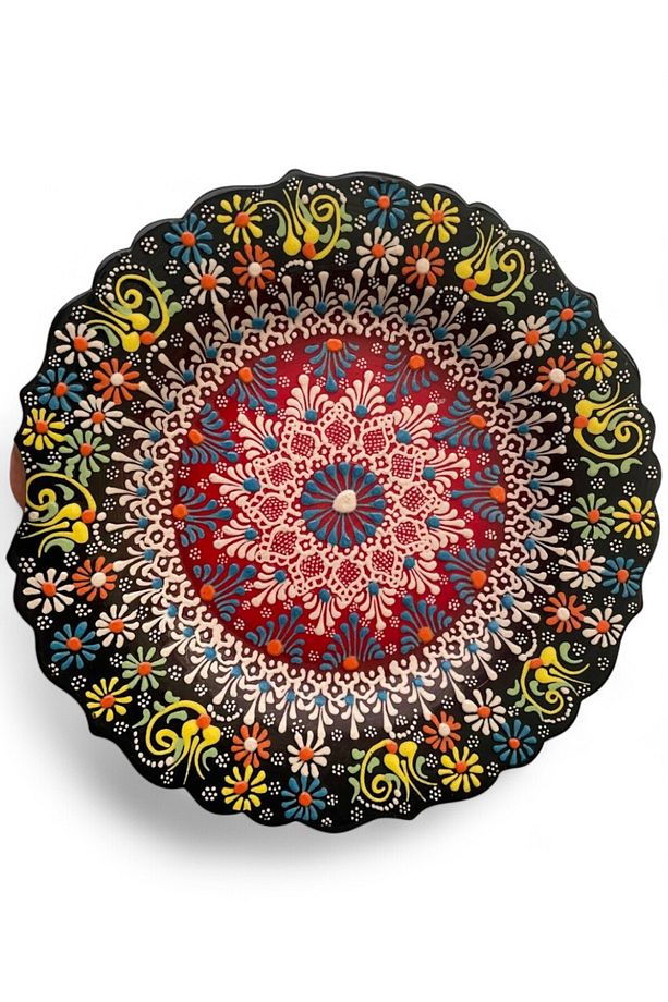 Çini Dekoratif Tabak, Duvar, Masa Süsü, Hediyelik El Yapımı (Handmade) Büyük Boy Tabak 26-27cm - 2