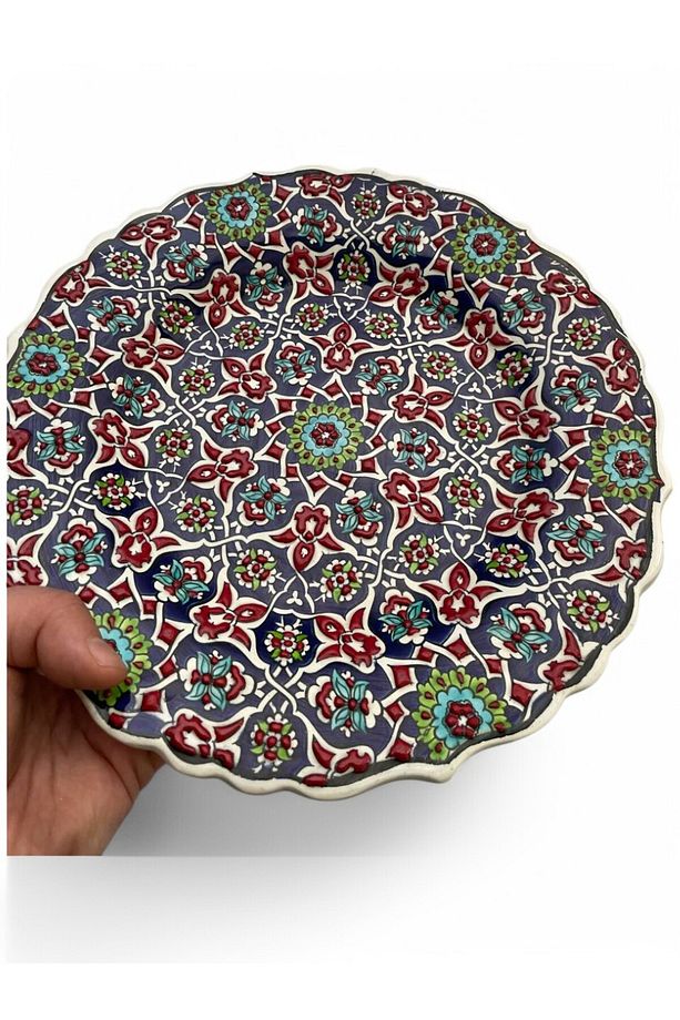 Çini Dekoratif Tabak, Duvar, Masa Süsü, Hediyelik El Yapımı (Handmade) Büyük Boy Tabak 26-27cm - 5