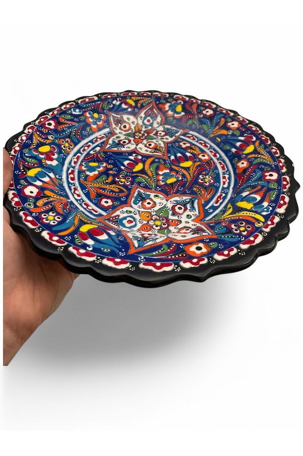 Çini Dekoratif Tabak, Duvar, Masa Süsü, Hediyelik El Yapımı (Handmade) Büyük Boy Tabak 26-27cm - 2