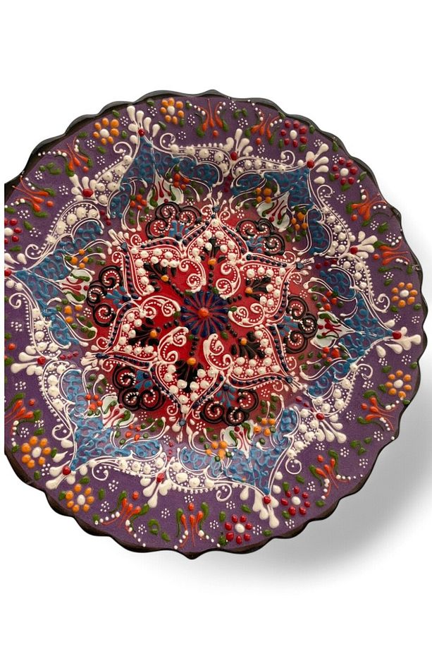 Çini Dekoratif Tabak, Duvar, Masa Süsü, Hediyelik El Yapımı (Handmade) Büyük Boy Tabak 26-27cm - 3