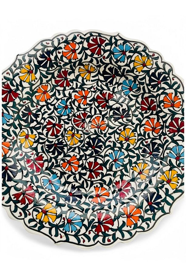 Çini Dekoratif Tabak, Duvar, Masa Süsü, Hediyelik El Yapımı (Handmade) Büyük Boy Tabak 26-27cm - 4