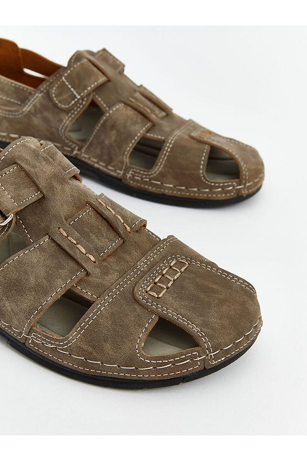 LCW STEPS Kahverengi Cırt Cırtlı Erkek Sandalet - 3