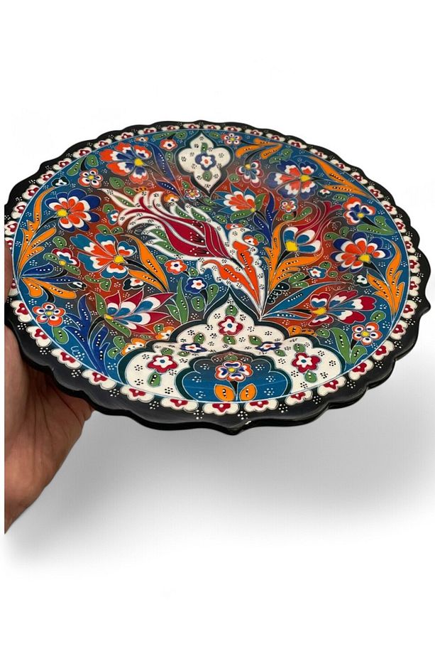 Çini Dekoratif Tabak, Duvar, Masa Süsü, Hediyelik El Yapımı (Handmade) Büyük Boy Tabak 26-27cm - 4