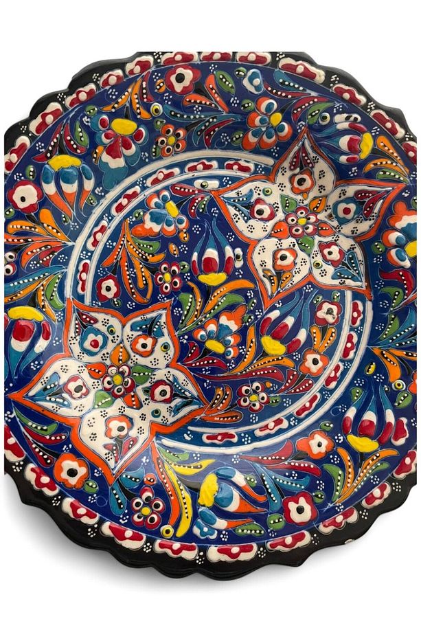 Çini Dekoratif Tabak, Duvar, Masa Süsü, Hediyelik El Yapımı (Handmade) Büyük Boy Tabak 26-27cm - 4