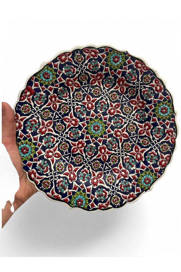 Çini Dekoratif Tabak, Duvar, Masa Süsü, Hediyelik El Yapımı (Handmade) Büyük Boy Tabak 26-27cm - 2