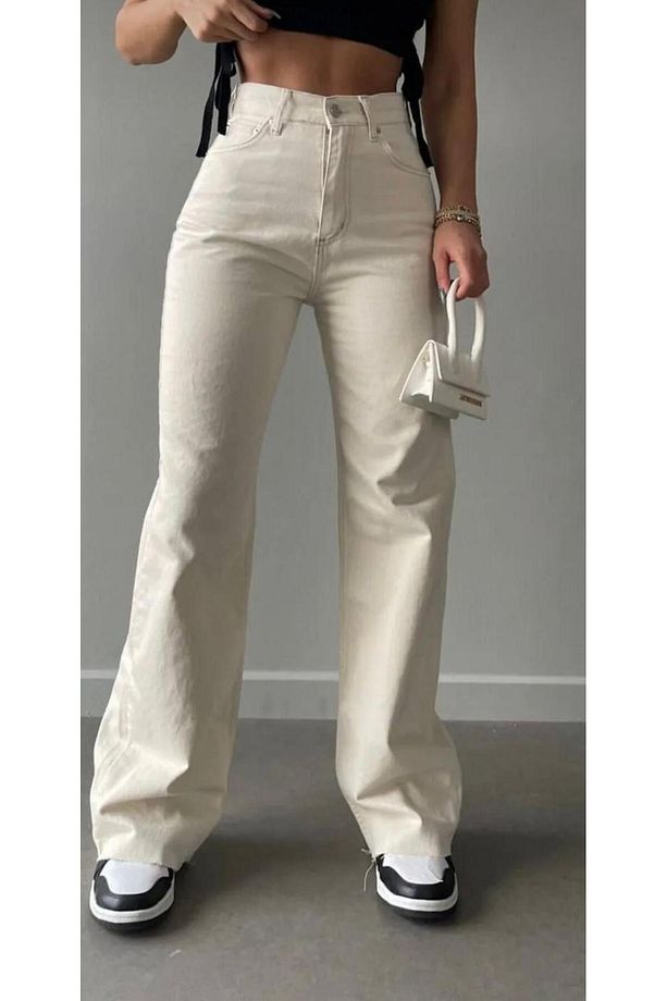Christian 90's Palazzo Salaş Paça Süper Yüksek Bel Jean Pantolon - 1
