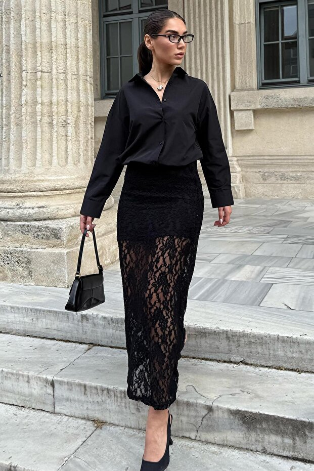 Siyah Basic Kadın Gömlek Mg2355 - 4