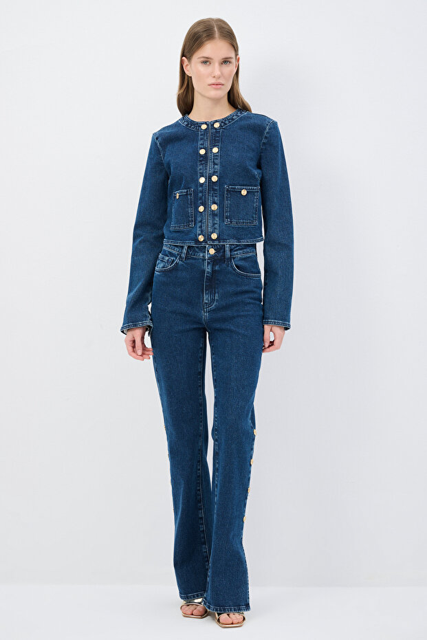 Jean Crop Ceket - 4