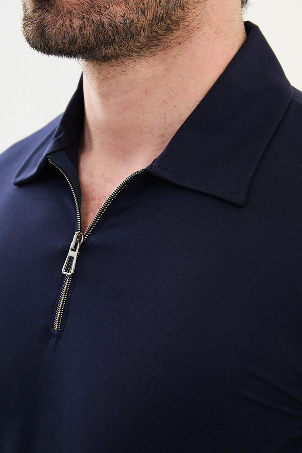 ياقة بولو بسحاب من القطن الممشط - 2