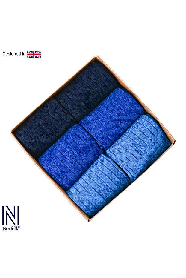 Comet N-Twist Technology Bamboo-Cotton Twisted Casual Socks - 6 Pairs - Kraft Box Ocean