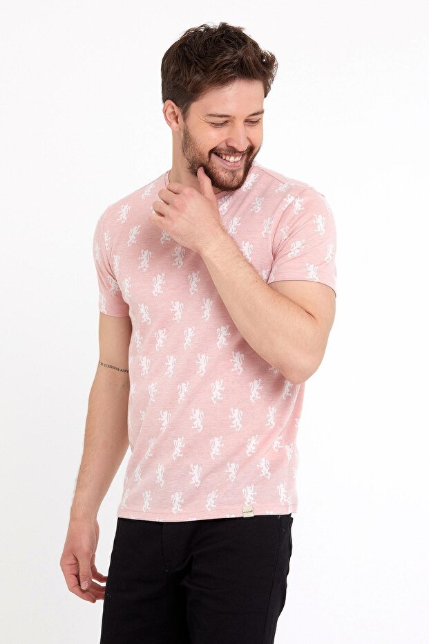 Ανδρικό μπλουζάκι Jacquard Basic Ροζ - 1