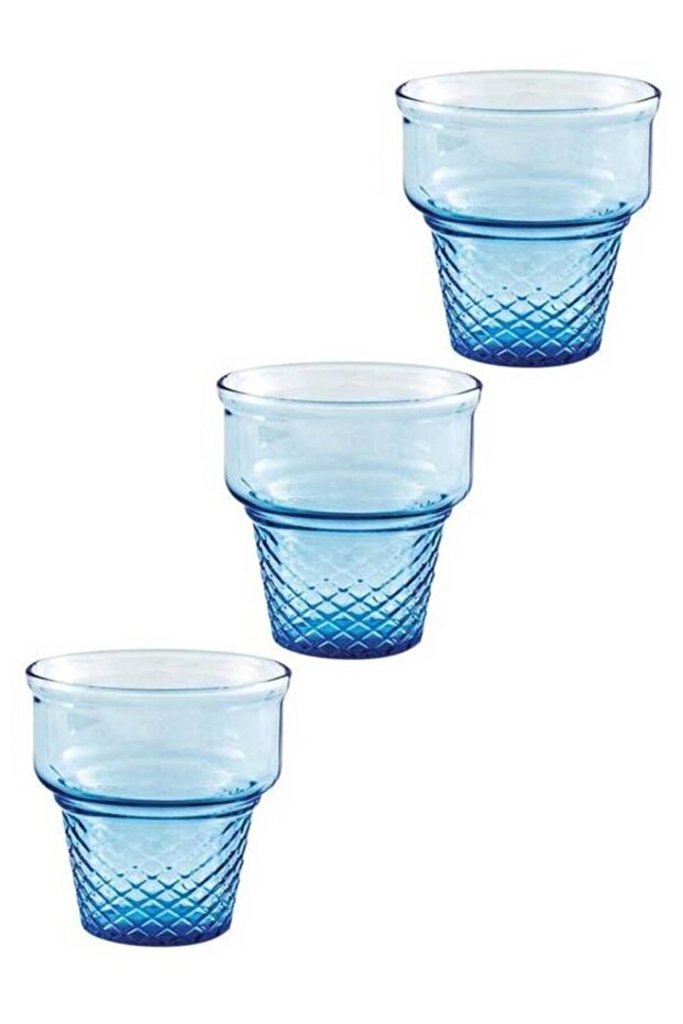 3Some 410006 245Cc Glass Mini Cornet Blue Ice Cream Bowl Bowl Cup Set