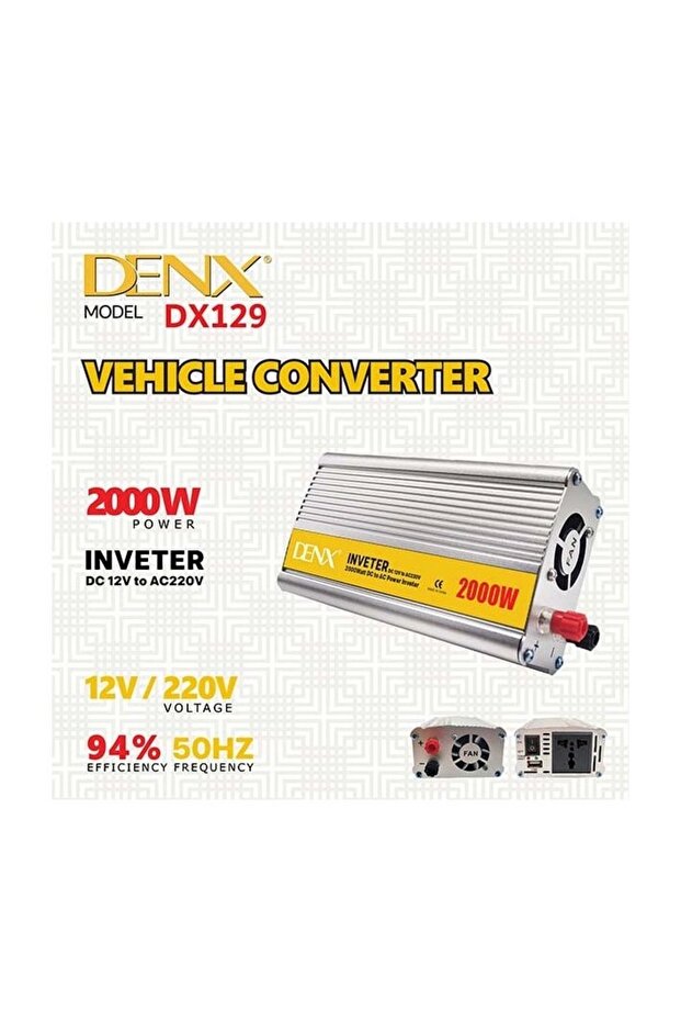 محول طاقة للسيارة DX129 بقدرة 2000 واط من 12 فولت إلى 220 فولت مع منفذ USB وشاحن سريع DX129 - 7