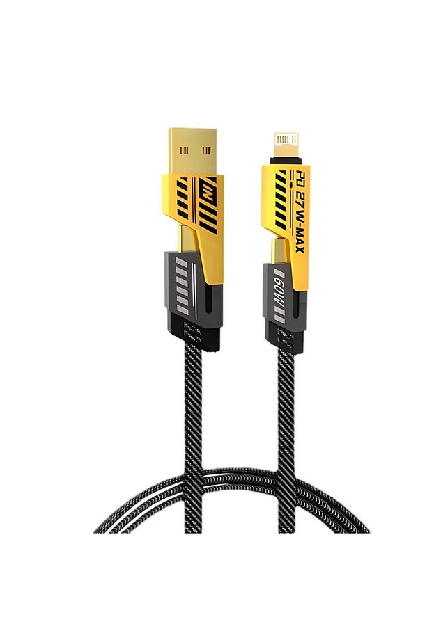 fast Charger 65w 4 In 1 Naylon Örgülü Pd Hızlı Şarj Kablosu Iphone Android Uyumlu Kablo - 3