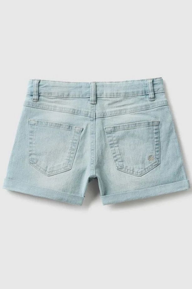Kız Çocuk Mix Beş Cepli Eco-recycle Denim Şort Yüz Baskılı - 4