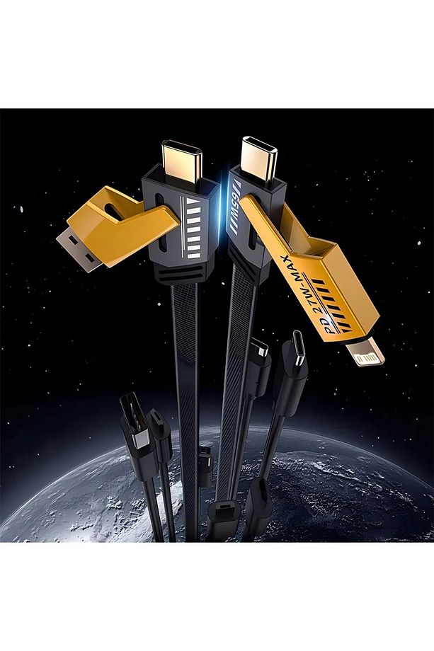 fast Charger 65w 4 In 1 Naylon Örgülü Pd Hızlı Şarj Kablosu Iphone Android Uyumlu Kablo - 2