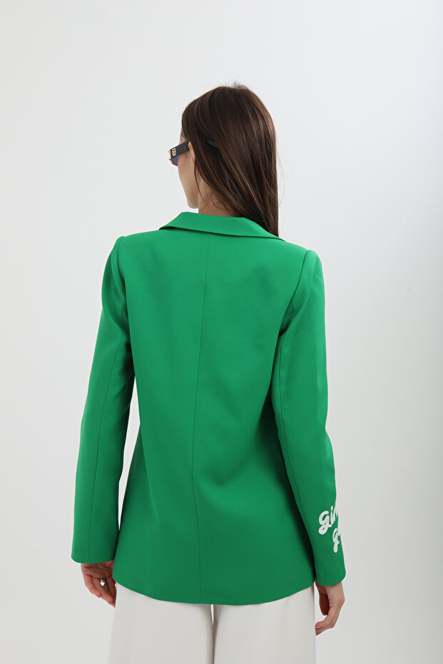 Nakışlı Yeşil Blazer Ceket - 3