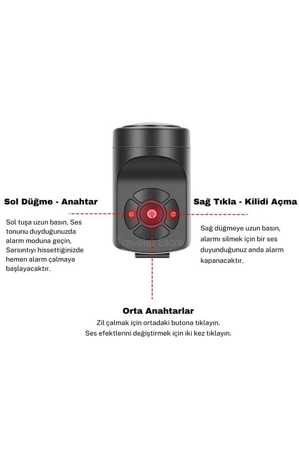 Bisiklet Zili & Alarm USB Şarjlı 120 dB Yüksek Ses 4 Zil Sesi Hırsızlık Önleyici Su Geçirmez - 6
