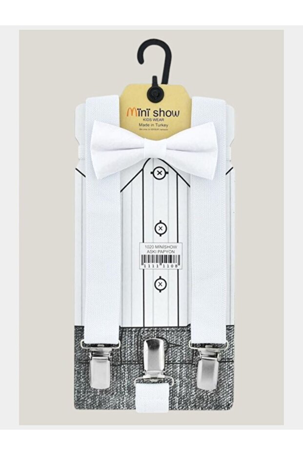School Show April 23 White Trouser Suspenders and Bow Tie Set 1-9 Years
