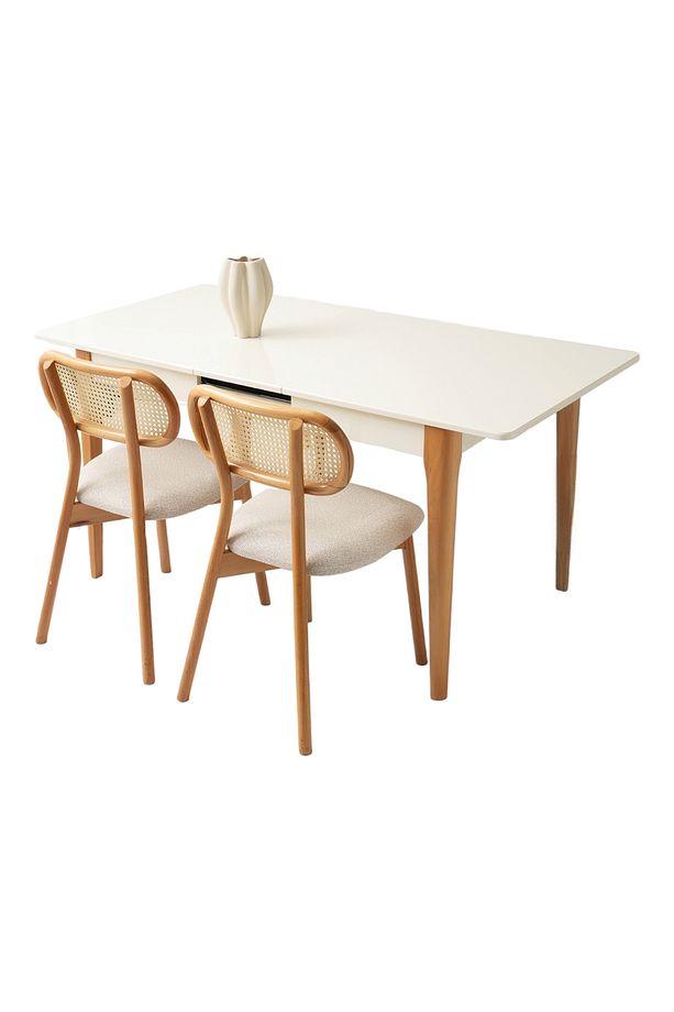 Zarif Aytaşı Desen Naturel Ahşap Ayak Açılır 130X80 Masa (Açılımış Ölçüsü 160X80) - 6