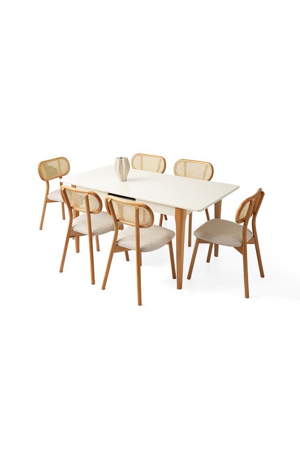 Zarif Aytaşı Desen Naturel Ahşap Ayak Açılır 130X80 Masa (Açılımış Ölçüsü 160X80) - 7
