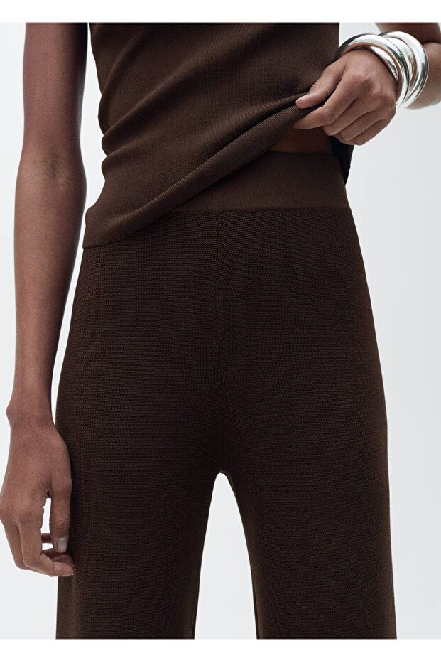 Düz kesim triko pantolon - 6