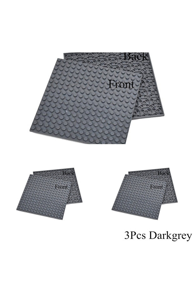 3Pcs Darkgrey 3Pcs Plates 16 x 16 Double Sided Baseplate Building Blocks Base Plate MOC City Parts E