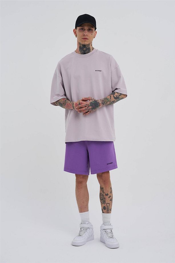 Unısex Oversıze Basıc Cepli Şort New Purple - 5