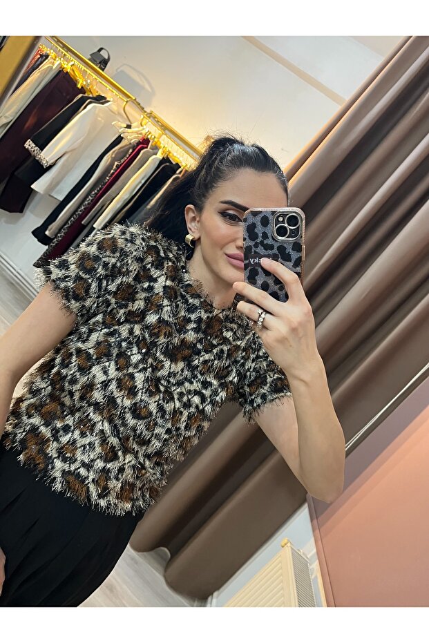 Saçaklı Siyah Pullu Bluz - 2