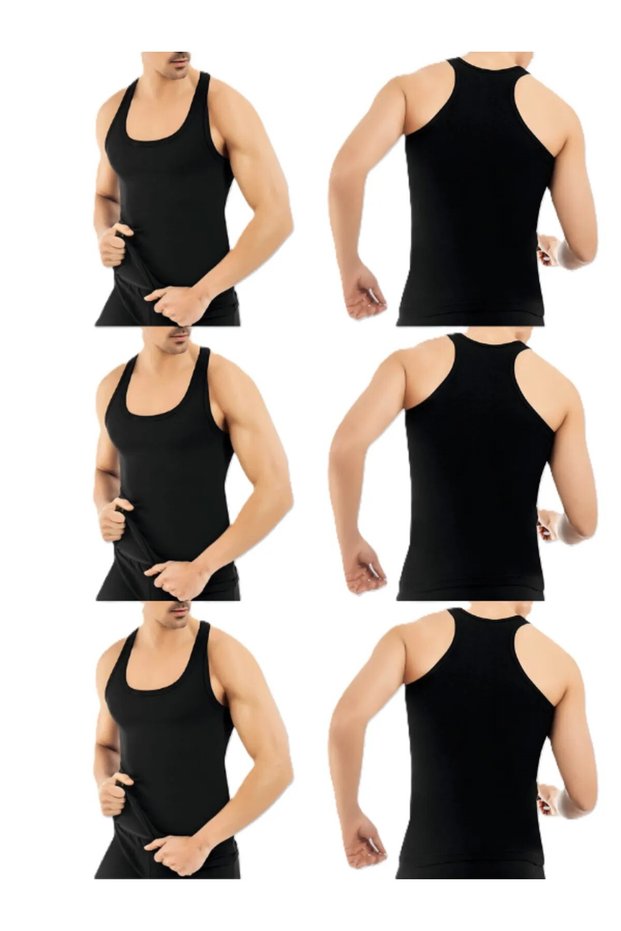 Men's Daily Sportsman Rambo Undershirt Ribbed Lycra Cotton 6 Pcs
