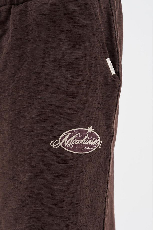 Erkek Premium Fabric Printed Kahverengi Şort - 4