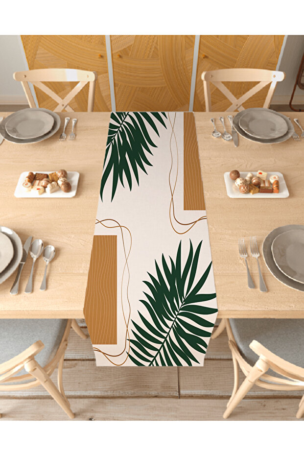 Bohemian Flower Leaf Wave Sea Sun Water Moon Patterned Custom Design Runner Digital Printed Tablecloth