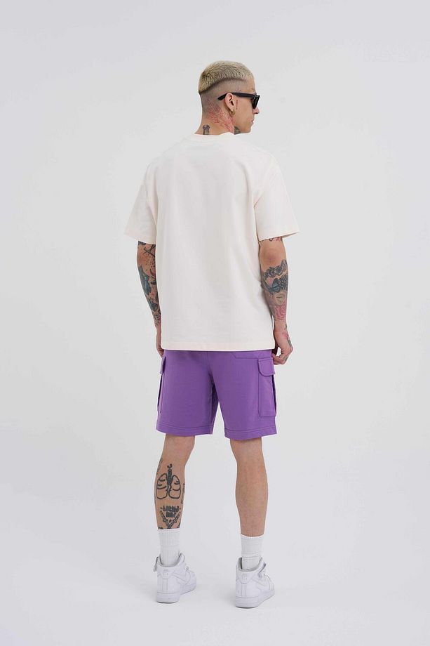 Erkek Kargo Cepli Basic Relaxed New Purple Şort - 5