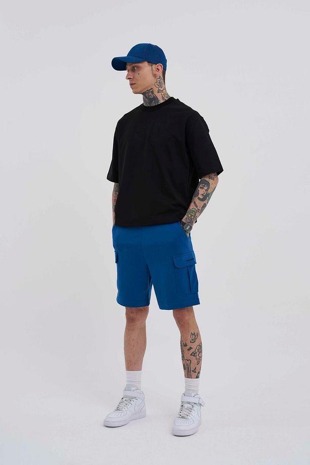 Erkek Kargo Cepli Basic Relaxed New Indigo Şort - 4