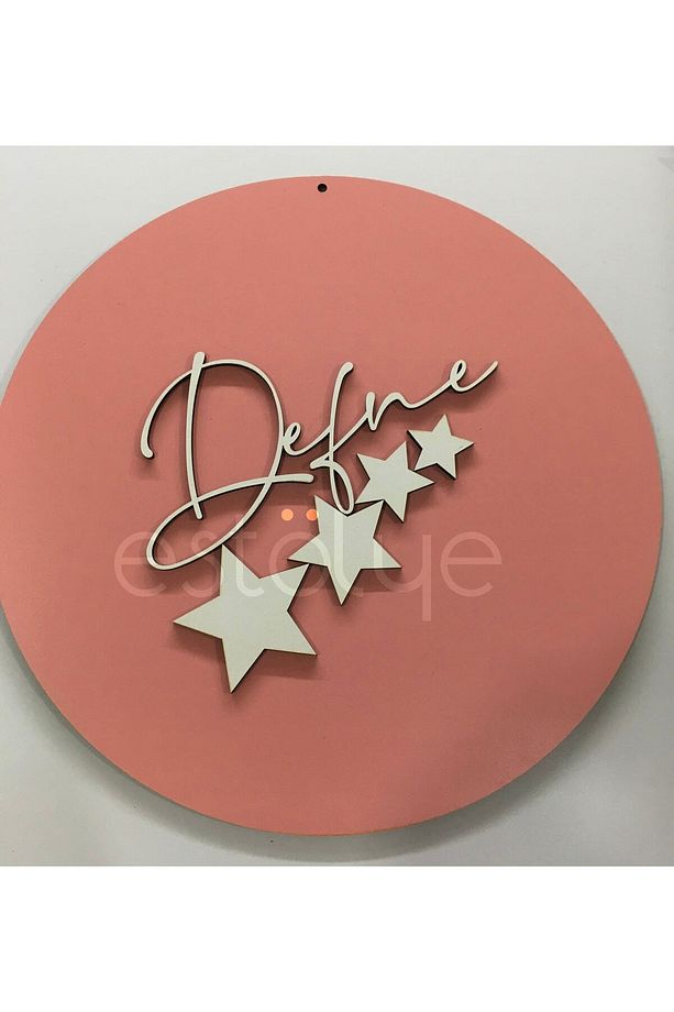 Ahşap Bebek Kapı Süsü Isme Özel Yıldızlı Model Pembe G2dvuu1g3 - 3
