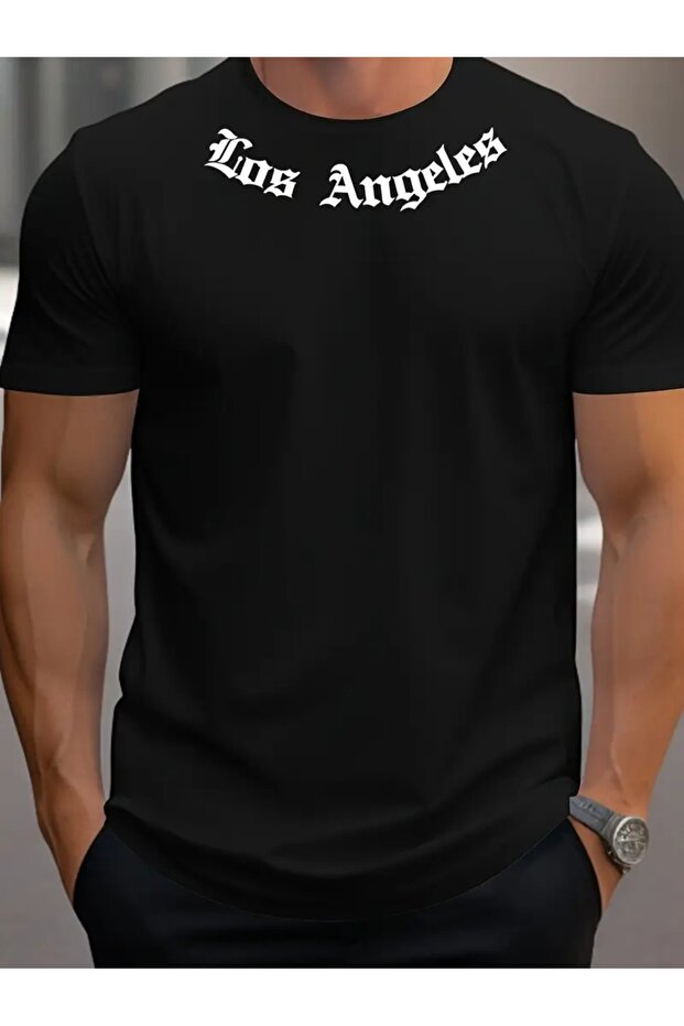 Los Angeles Printed Men's Creative Top, Comfortable Short Sleeve T-Shirt, Men's Clothing for Summer