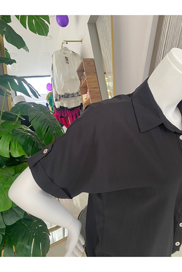 Önden bağlamalı Krep gömlek - 4