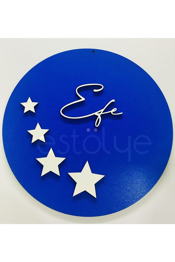 Ahşap Bebek Kapı Süsü İsme Özel Yıldızlı Model Mavi G2E2E1H1PS9 - 5