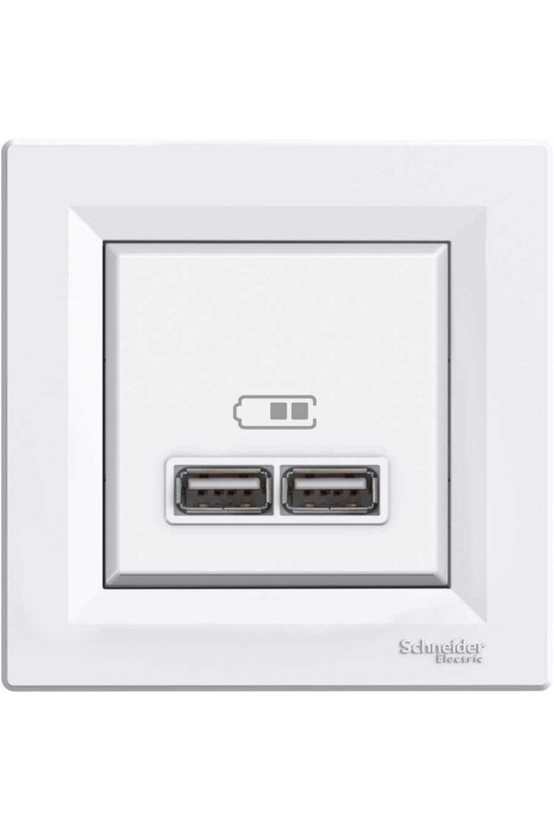 Eph2700221 Asfora – Dual USB Socket Type A, 2.1A, Framed – White