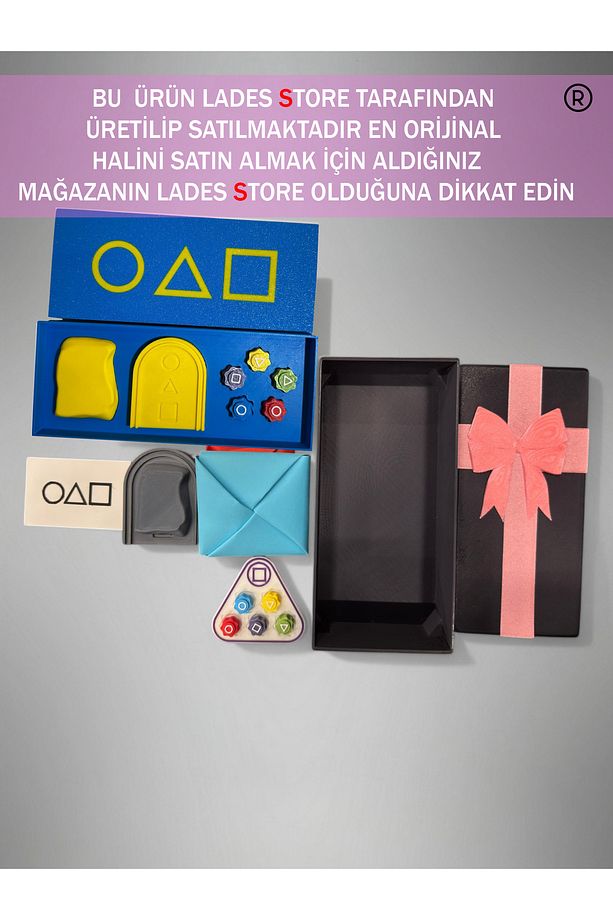 Squid Game Özel DEV OYUN SETİ Mavi Kutu, Dakşi, Taş Oyunu, Beştaş, Davet Kartı, Özel Hediye Kutusu - 1